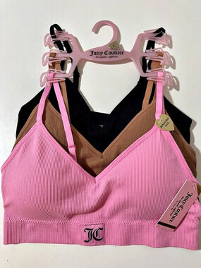Juicy Couture Ribbed Seamless Bralette 3-Pack